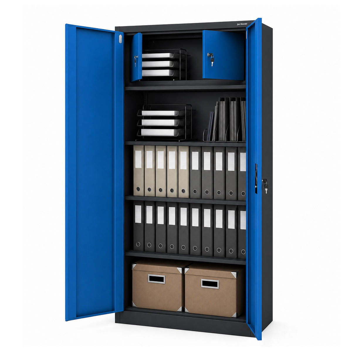 METALLSCHRANK mit Stauraum TOMASZ 185x90x45 cm - Blau/Anthrazit, Metall (90/185/45cm) - Jan Nowak