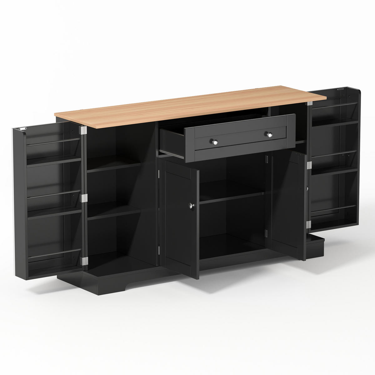 SIDEBOARD mit Schublade 138 cm MDF Schwarz - Schwarz, Holzwerkstoff (138/85/40cm) - Meubliv