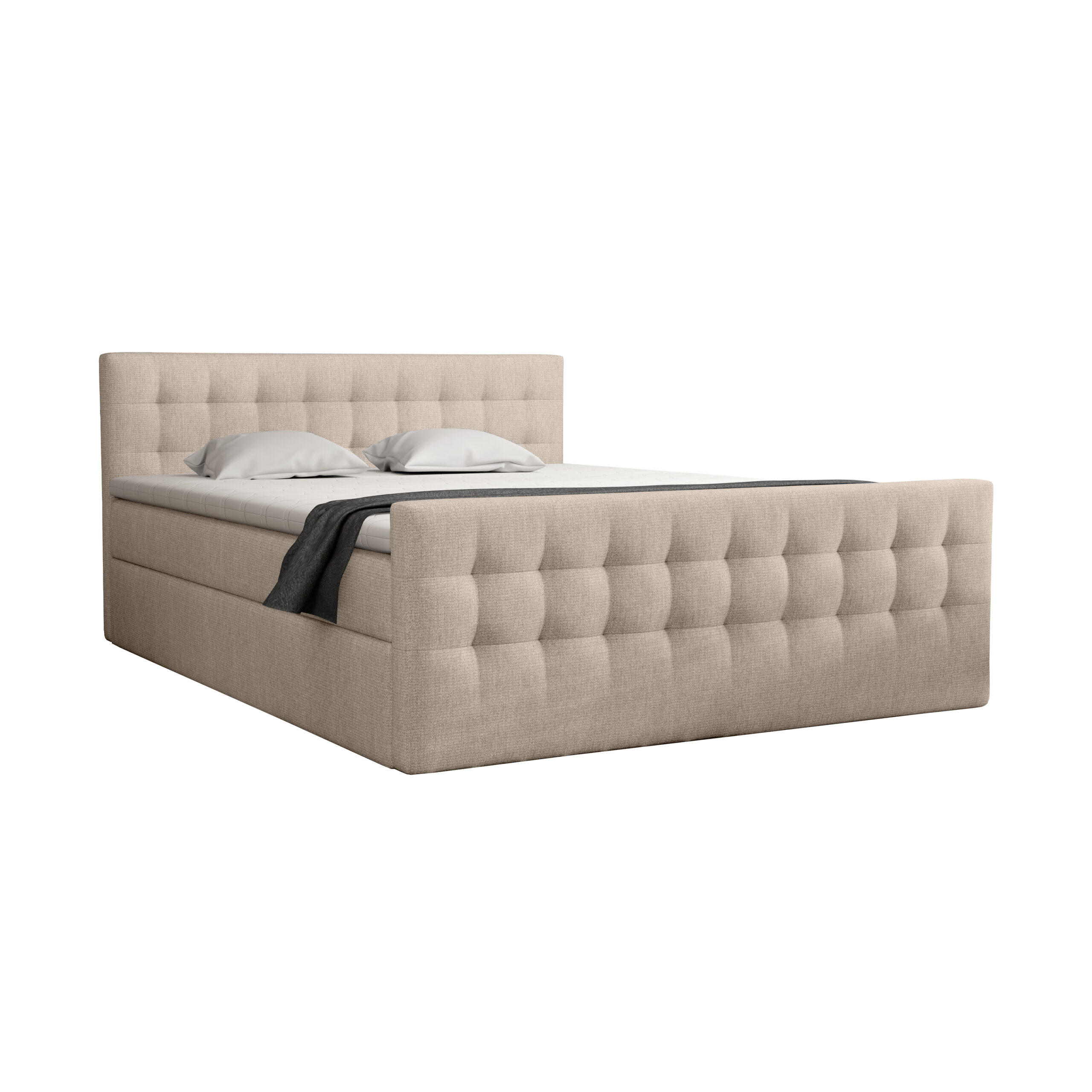 BOXBETT mit Bettkasten Loures Lux 140x200 cm, Beige - Hellbraun, Textil (140/200cm) - Meblito
