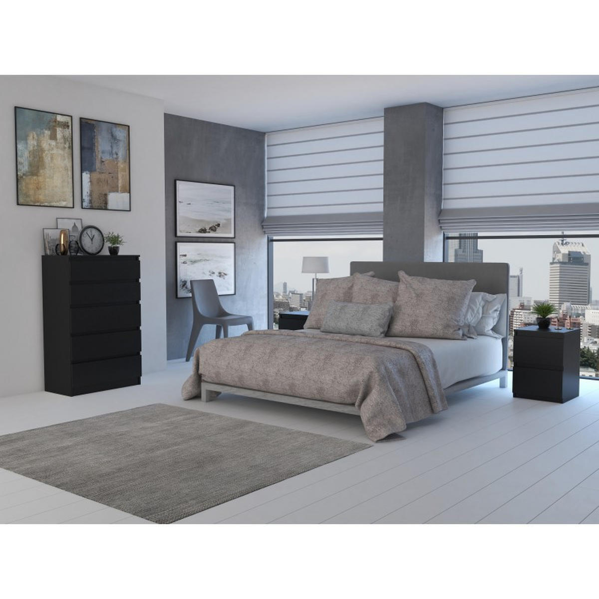 KOMMODE Schwarz 70/109,5/40 - Schwarz, Holzwerkstoff (70/110/40cm) - RAUMHIRSCH FURNITURE