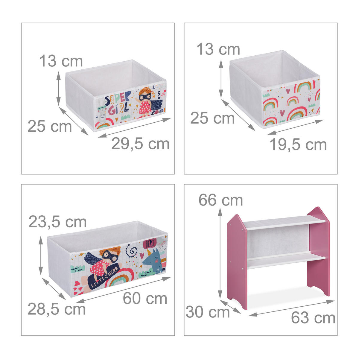 KINDERREGAL - Multicolor, Holzwerkstoff/Kunststoff (63/66/30cm) - Relaxdays