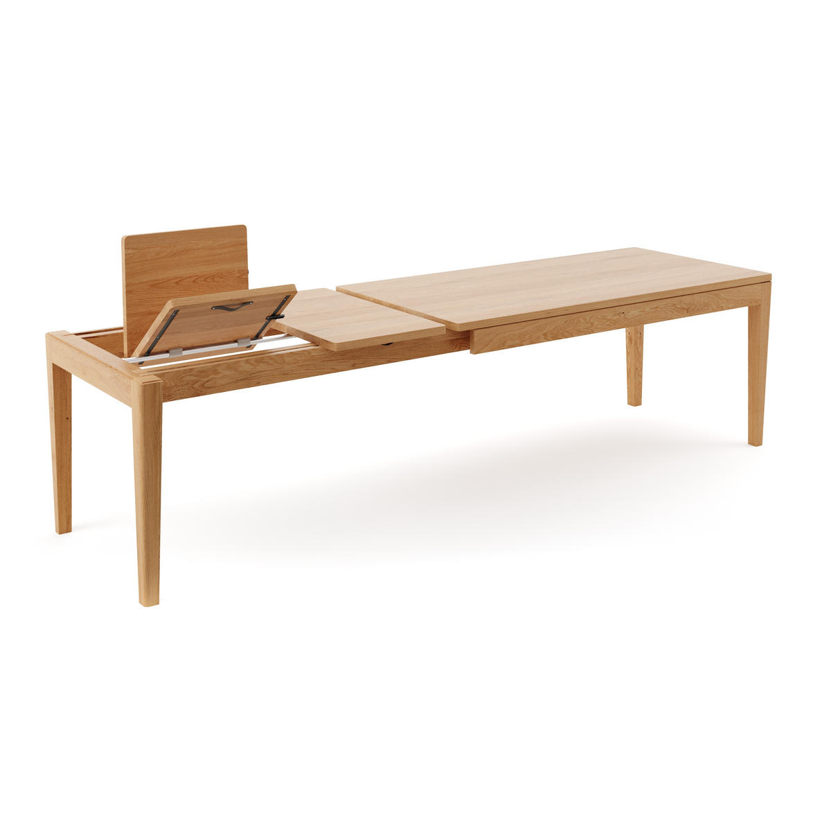 TISCH Ausziehbar Butterfly aus massivem Eichenholz 220x100 cm + Tischverlängerungen 2x50 cm - Eichefarben/Braun, Holz (220/100/75cm) - Danzz