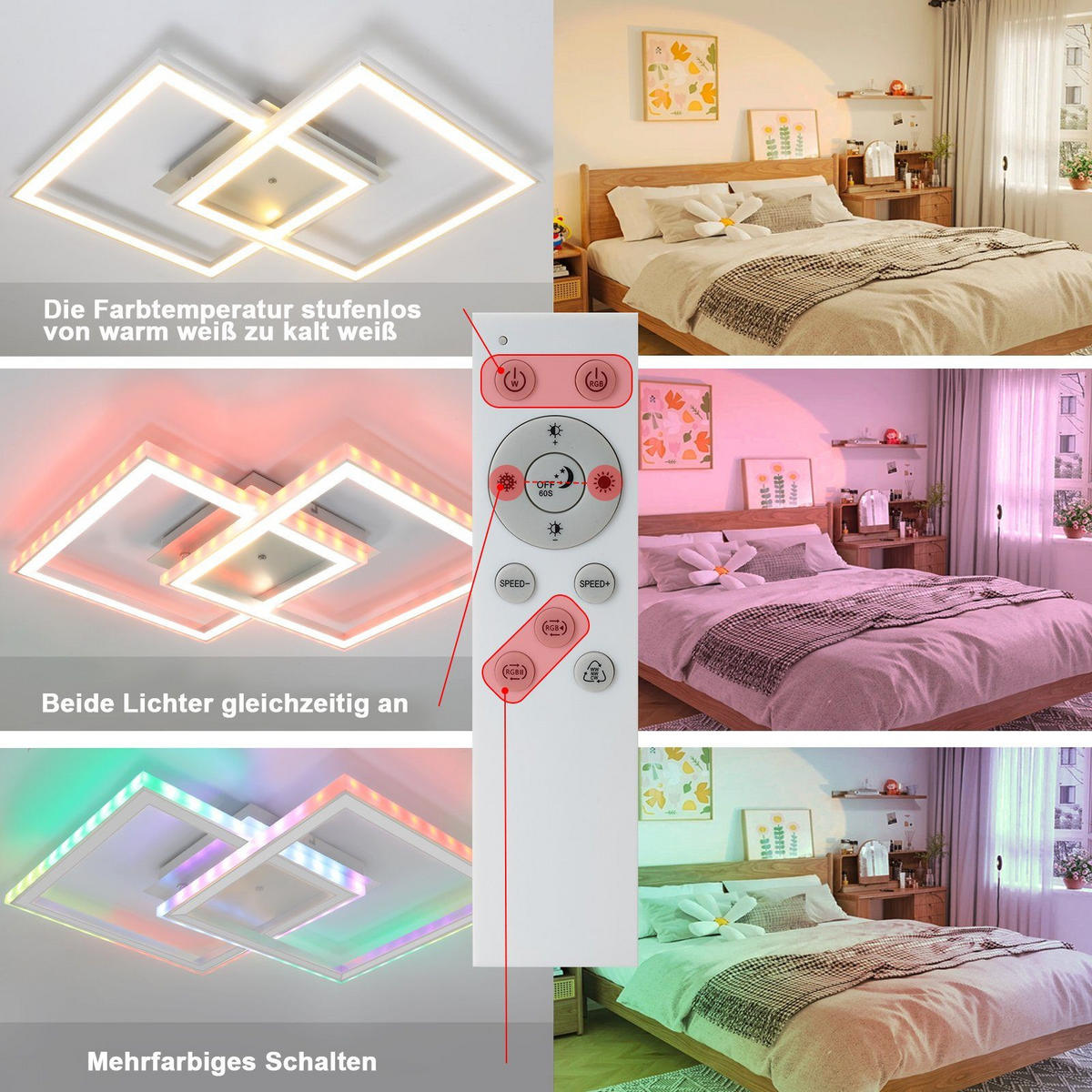 LED-DECKENLEUCHTE Kranzort 44.5/7.0/44.5 cm - Silberfarben, Metall (44.5/44.5/7cm) - ZMH