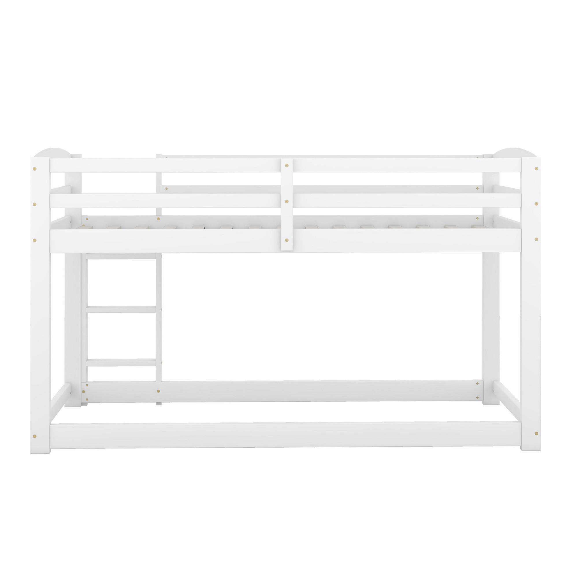 ETAGENBETT 90/200 cm aus Kiefern mit niedriger Bauweise und Absturzsicherung, Weiß - Weiß, Holzwerkstoff (90/200cm) - Redom