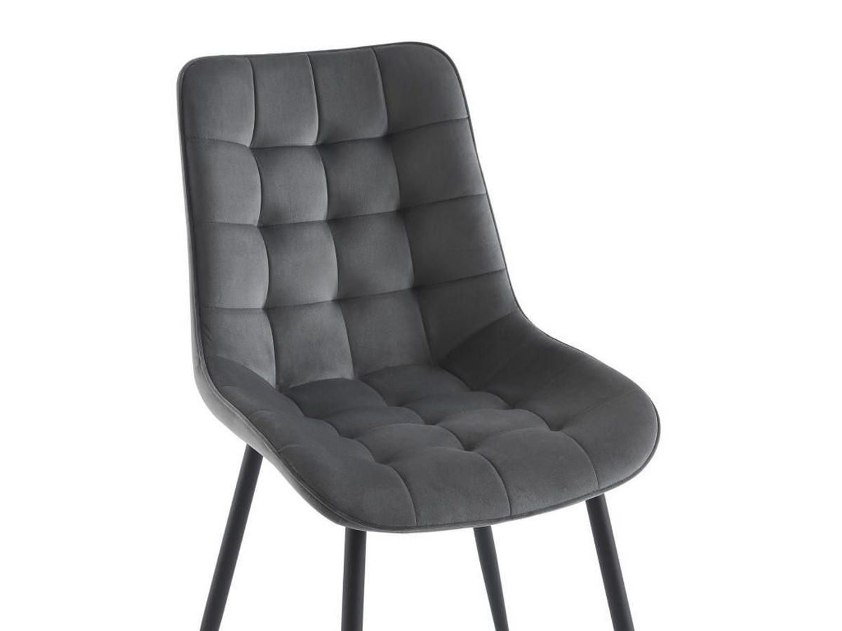 POLSTERSTUHL 2er-Set - Samt & schwarzes Metall - Grau - OLLUA - Grau, Textil (60/87/49.5cm) - Vente-Unique