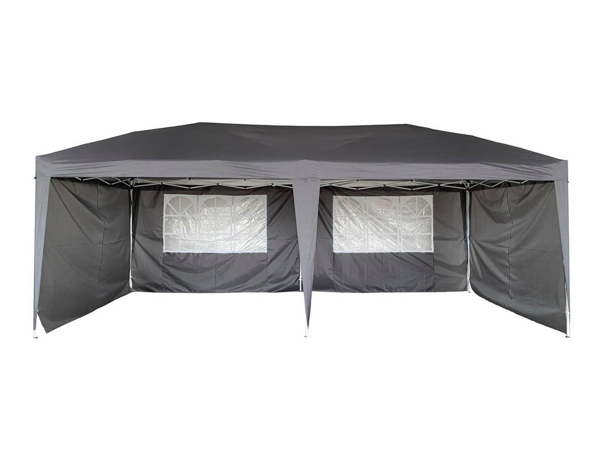 PAVILLON Riga 6x3m Schwarz Kunststoff Gartenpavillon Gartenlaube - Schwarz, Kunststoff (300/260/600cm) - DELUKE