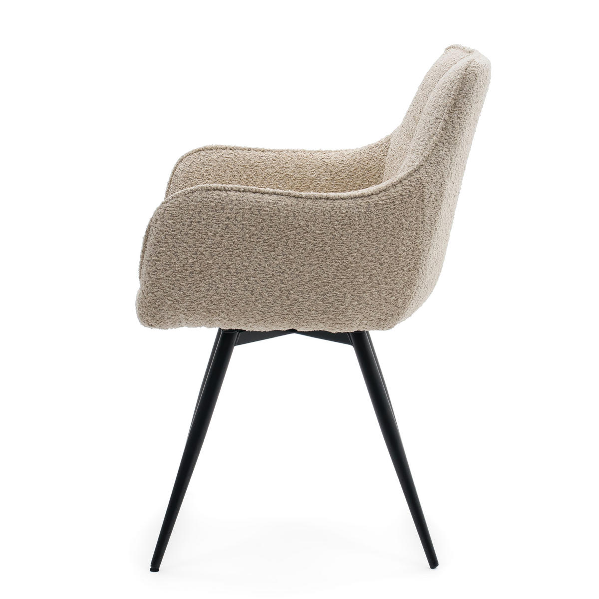 STUHL QUATTRO drehbar gepolsterter mit Steppung - hellbeige - Boucle - Ecru/Schwarz, Textil/Metall (58/86/60cm) - NEW HOME