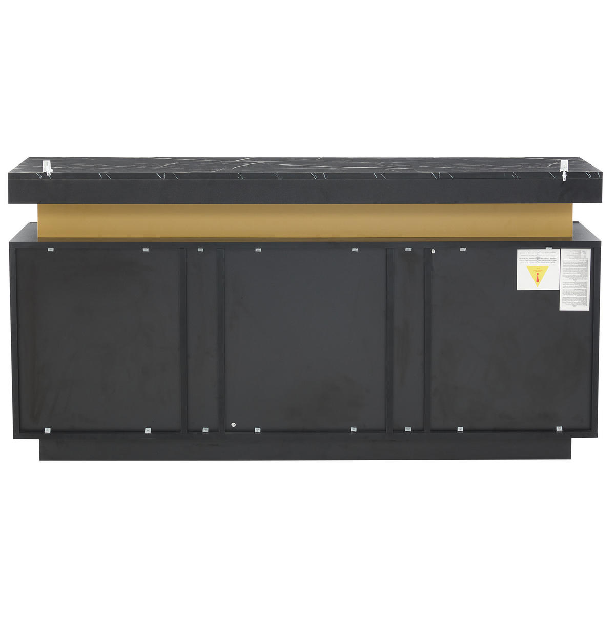 SIDEBOARD aus Spanplatte 140x38x70 cm Schwarz mit Marmordekor, 3 Türen und verstellbaren Einlegeböden - Schwarz, Holzwerkstoff (140/70/38cm) - Modfu
