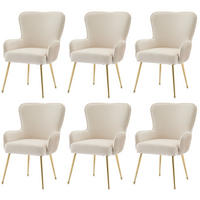ESSZIMMERSTUHL 6er Set Samt Lounge Beige Gold Armlehnen - Multicolor, Textil (59.5/87/57cm) - FLIEKS