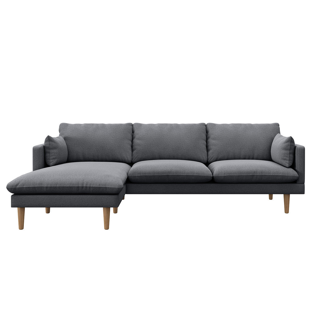 ECKSOFA mit Longchair - Webstoff - Buchefarben/Grau, Buchenholz/Textil (242/150cm) - home24