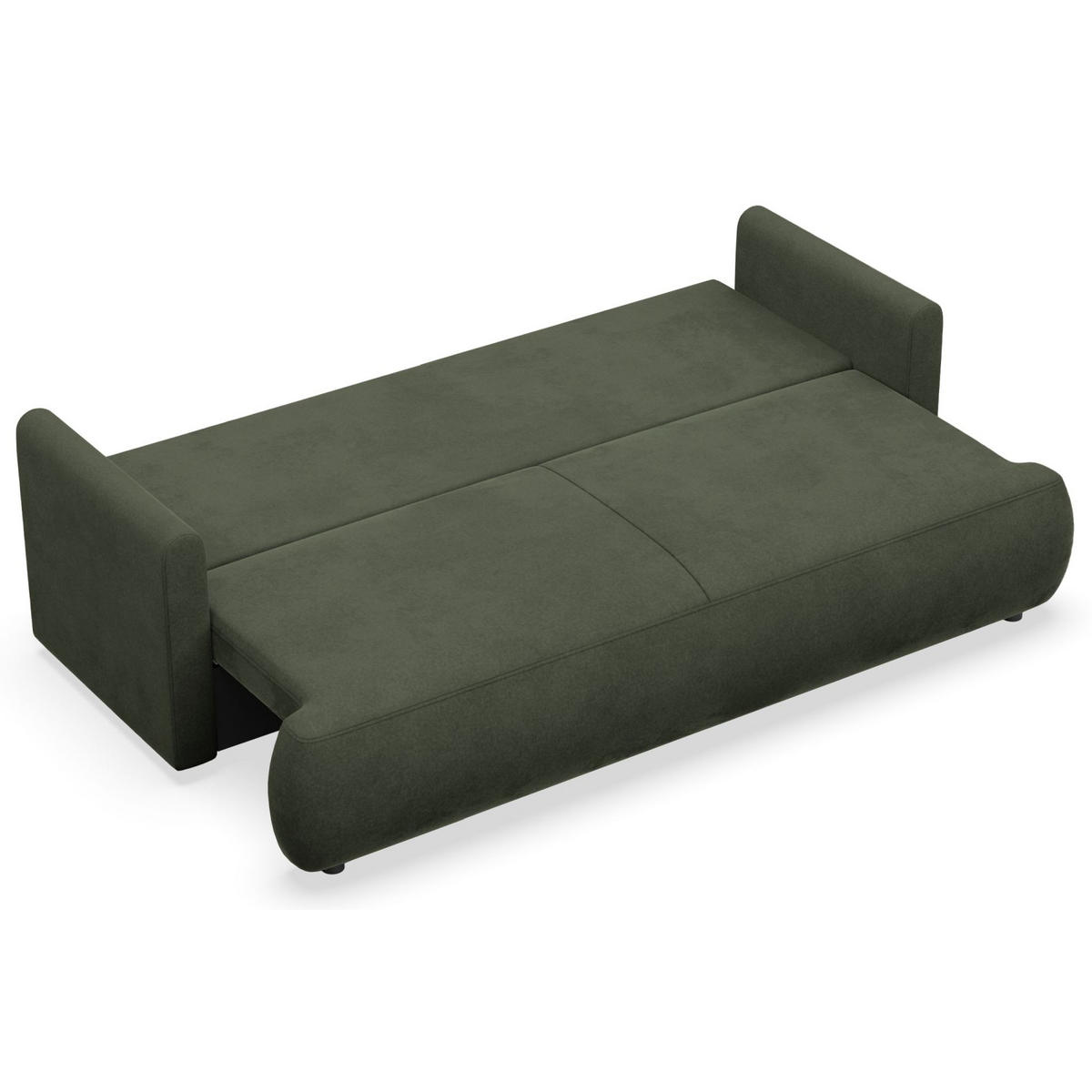 3-SITZER SOFA Ovo Mini Olivgrün Velours Easy-Clean - Schwarz/Olivgrün, Kunststoff/Textil (226/90/97cm) - Selsey