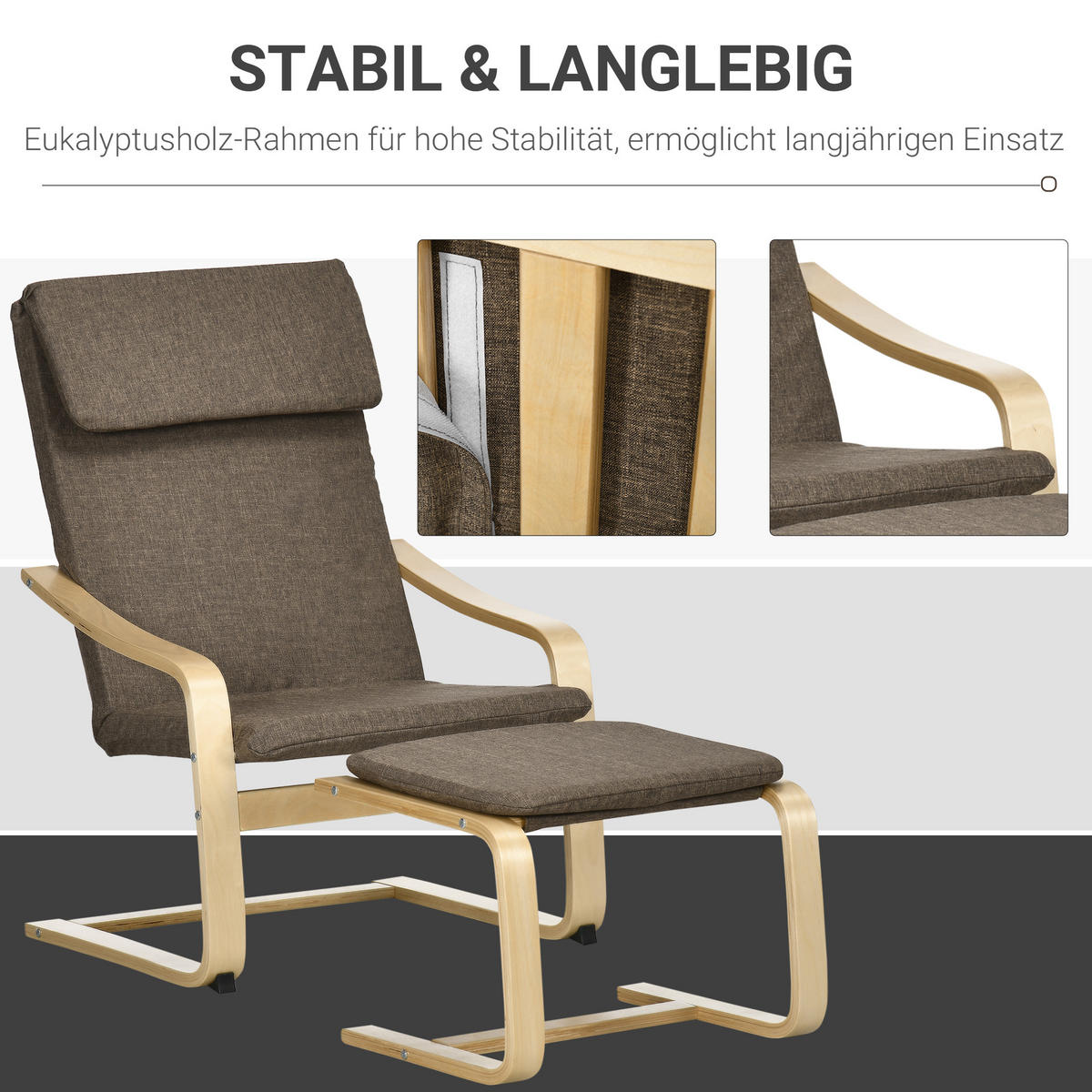 RELAXSESSELSET Braun - Braun, Kunststoff (80/99/66.5cm) - HOMCOM