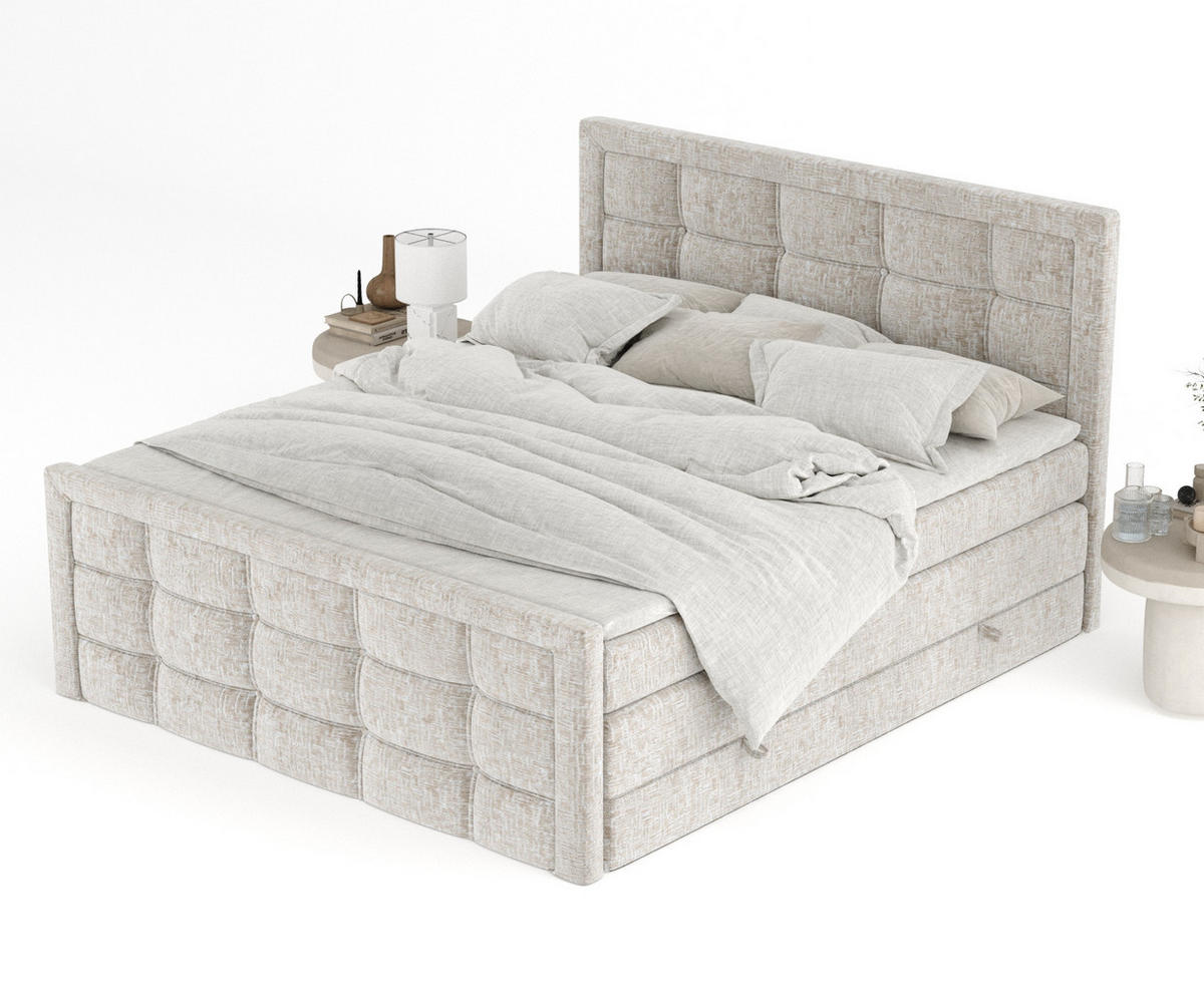 BOXSPRINGBETT Ambrosia Beige 200/200 cm - Beige/Schwarz, Holz/Holzwerkstoff (200/200cm) - Maison de Reve