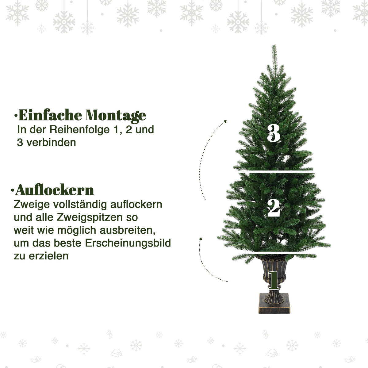 KÜNSTLICHER Weihnachtsbaum 155 cm mit Pflanzkübel in Bronze-Optik - Grün, Kunststoff (155cm) - Hometopia
