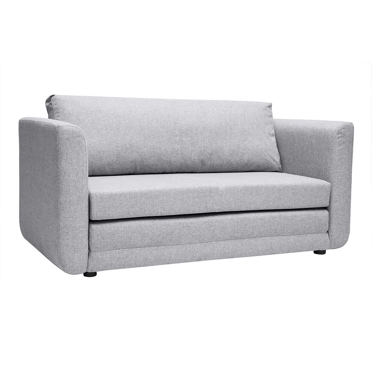 SCHLAFSOFA 2-Sitzer Hellgrauer Stoff LEON - Hellgrau, Textil (71/78/147cm) - Miliboo