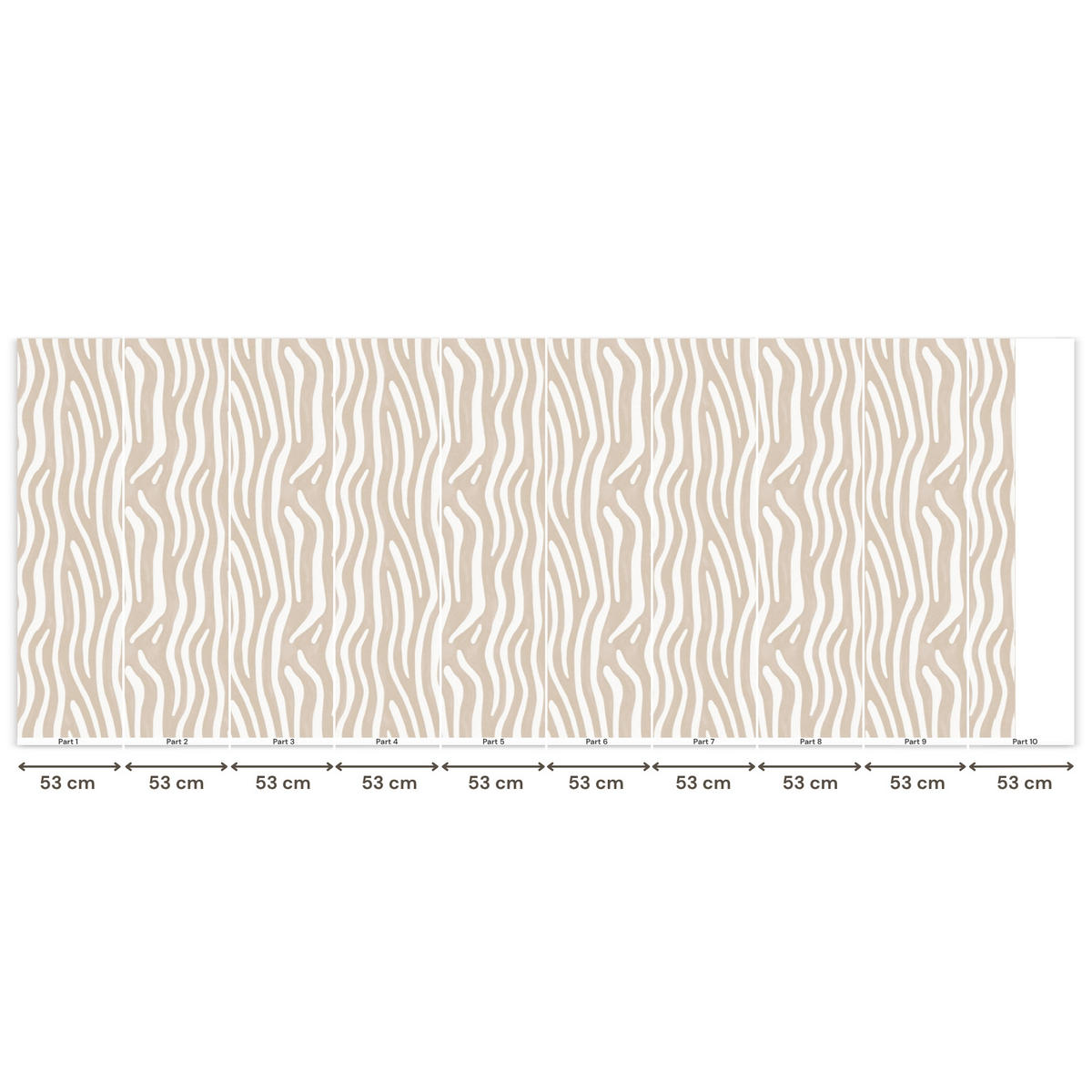 TAPETE - Abstrakt - Zebra - Beige - 500x200 cm - Beige, Papier (500/200cm) - OnlyWow