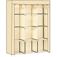 KLEIDERSCHRANK 125/43/162,5 cm aus Stoff in Beige mit 8 Fächern und 2 Kleiderstangen - Beige, Metall (125/162.5/43cm) - BEAOK