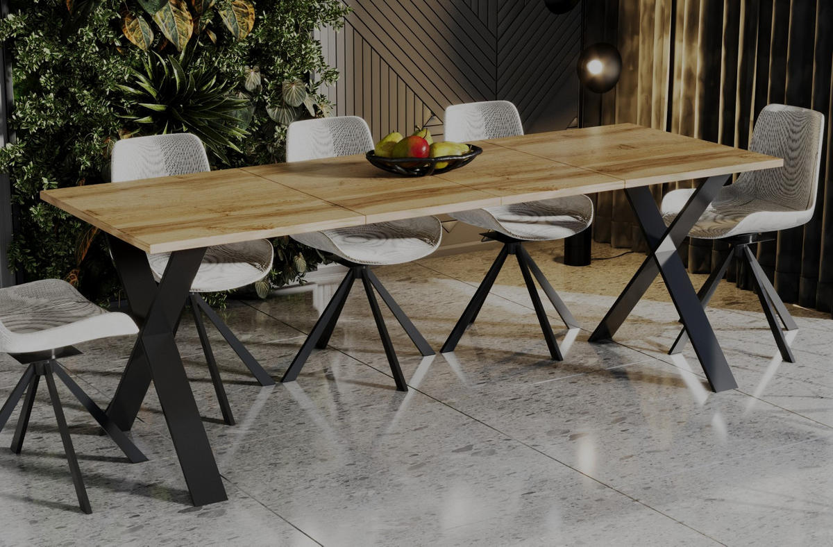 ESSTISCH Stol X ausziehbar bis 210 cm - Eiche Wotan, Holzwerkstoff (130/80/75cm) - Endo-Moebel