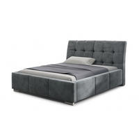 POLSTERBETT BARI mit Kopfteil, 180 x 200 cm, Doppelbett mit Bettkasten und Lattenrost aus Metall, Velourstoff, Frabe: Grau - Grau, Holz/Kunststoff (180/200cm) - Agmat-Furniture