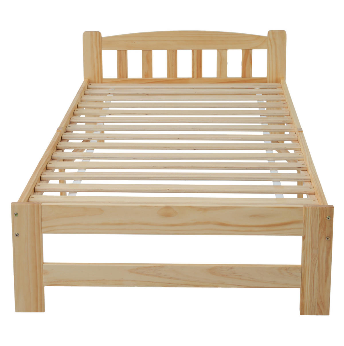 EINZELBETT 90/200 cm mit Kopfteil und Lattenrost aus massivem Kiefernholz, Natur - Naturfarben, Holz (90/200cm) - Redom