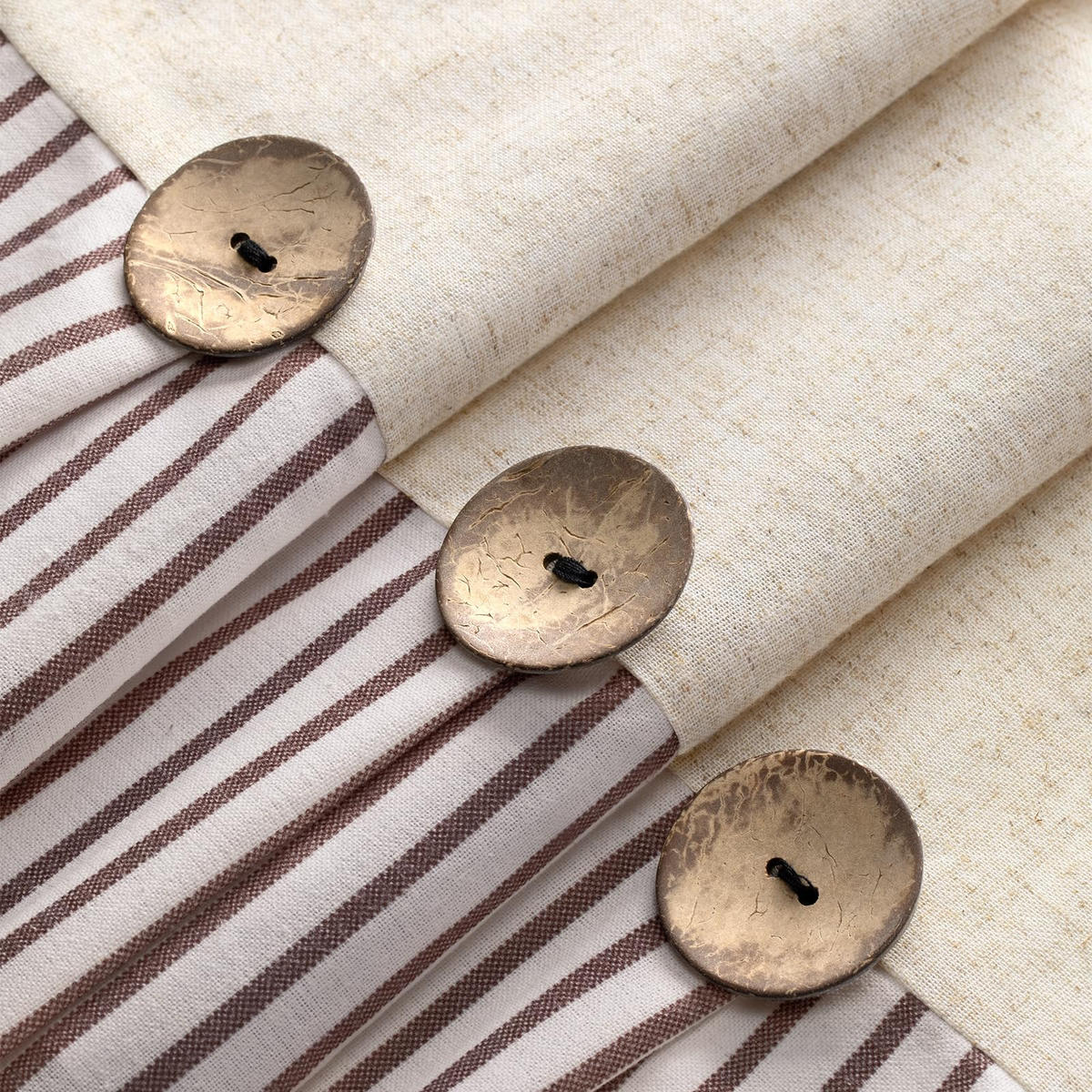 DUSCHVORHANG Braun Landhaus Stil Baumwolle Leinen Polyester - Braun, Textil (183/183cm) - MCBOSON