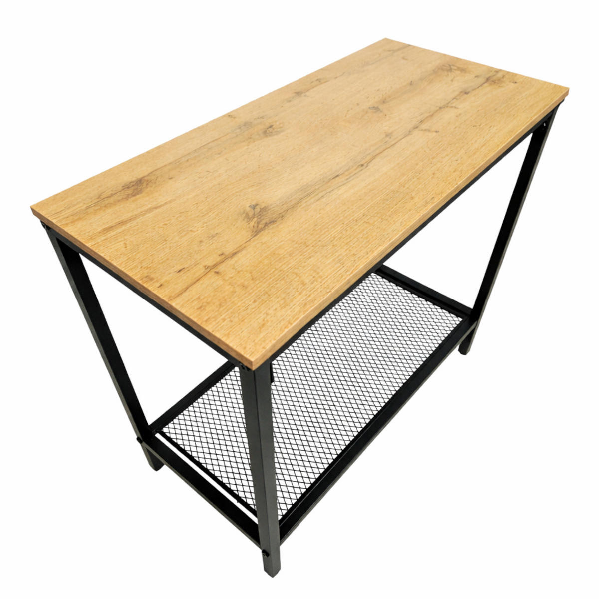 KONSOLENTISCH Holzoptik Metall Eichefarben Schwarz mit Ablage 60x30x60 cm - Eichefarben/Schwarz, Holzwerkstoff/Metall (30/60/60cm) - Begryf