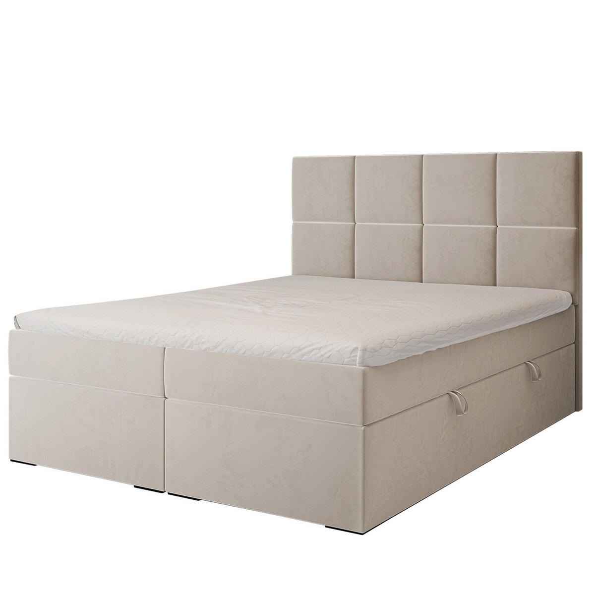 BOXBETT 120x200 cm mit Topper - Beige, Textil (120/200cm) - Idohome