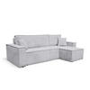 ECKSOFA Hugo L in L-Form mit Schlaffunktion und Bettkasten, Farbe: Hellgrau, Cordstoff, Ottomane Unsiversal - Hellgrau, Textil (244/145cm) - VENASI MÖBEL