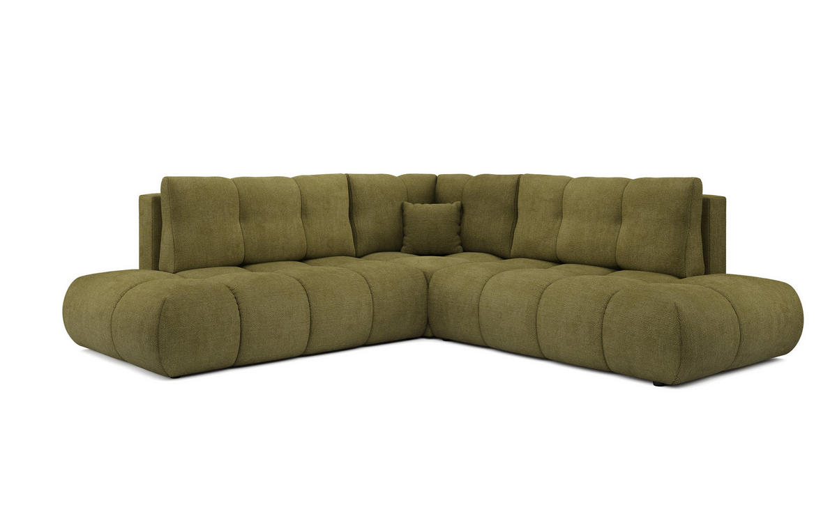 ECKSOFA DUCA II R-S Grün Chenille mit Schlaffunktion - Grün, Holz (266.5/266.5cm) - MASSENO