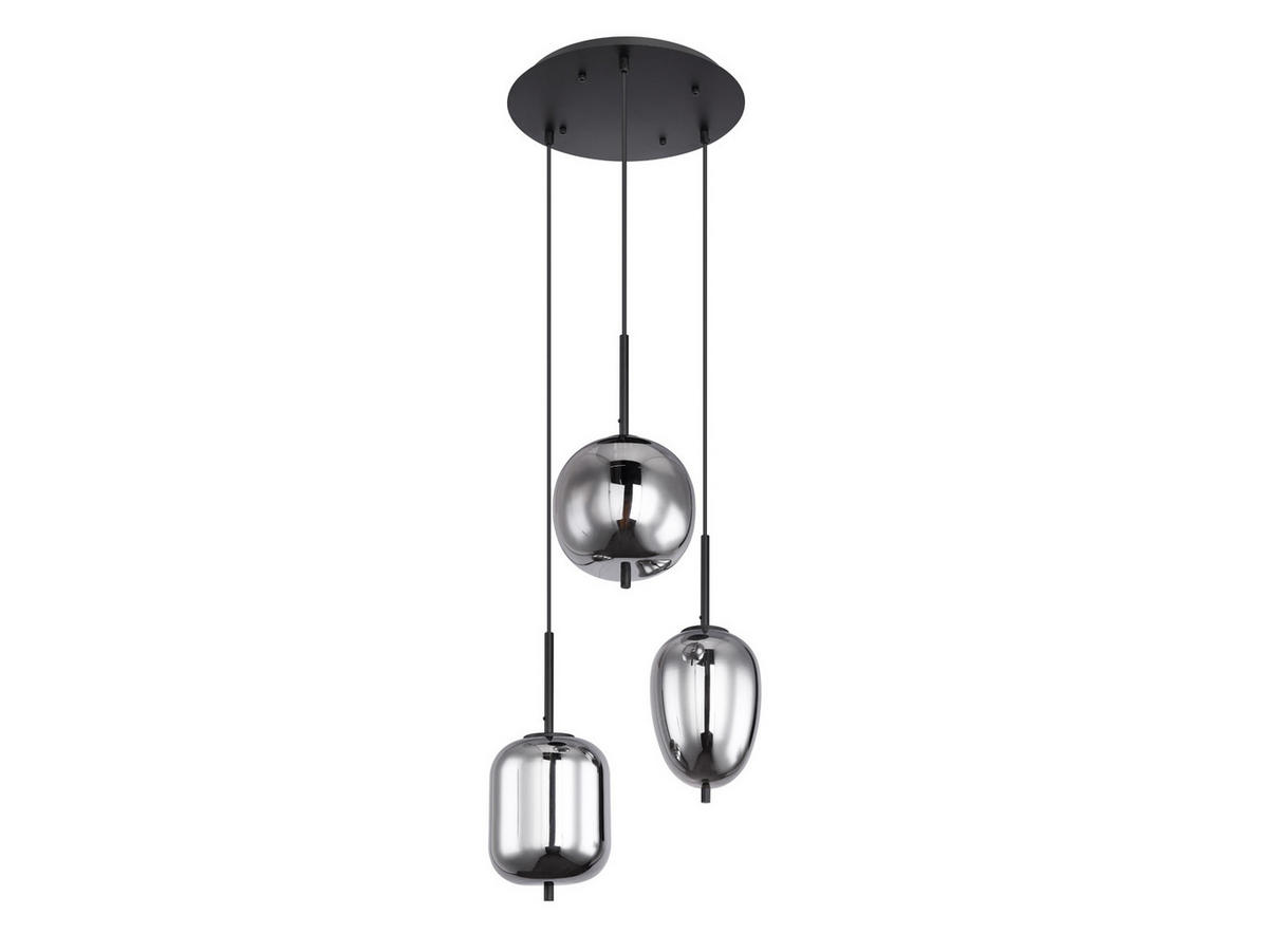 LED-PENDELLEUCHTE Schwarz Ø46cm, Glaskugeln Rauchglas - Schwarz, Glas (46/46/120cm) - meineWunschleuchte