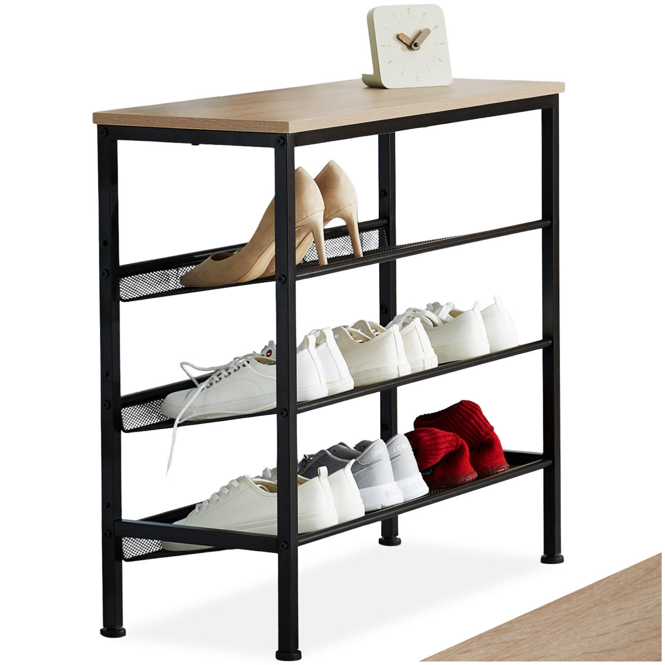 SCHUHREGAL Wolverhampton,75,5 x 30,5 x 69,5 cm,Industrial Holz hell, Eiche Sonoma - Naturfarben, Holz (30.5/69.5/75.5cm) - tectake