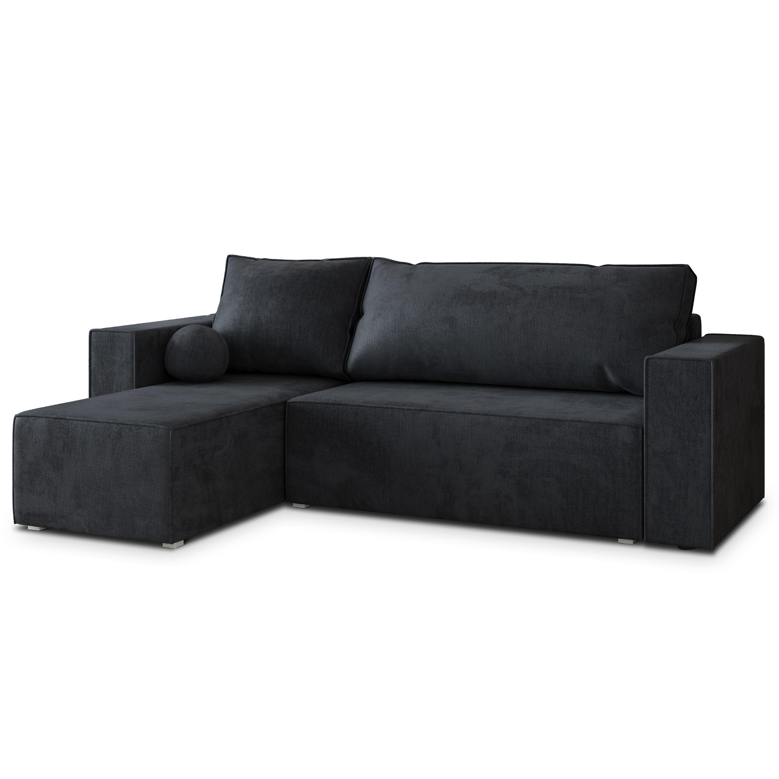 ROHOVÁ SEDAČKA RAVELO černá - šedá/černá, dřevo/textil (240/140cm) - MASSENO