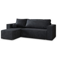 ROHOVÁ SEDAČKA RAVELO černá - šedá/černá, dřevo/textil (240/140cm) - MASSENO