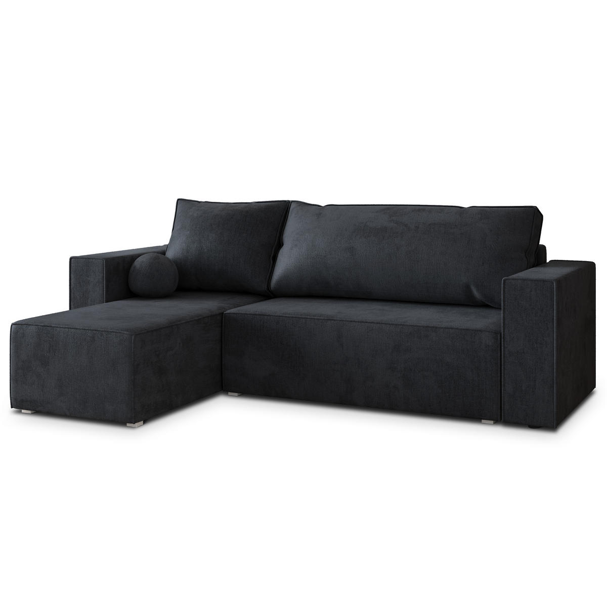 ROHOVÁ SEDAČKA RAVELO černá - šedá/černá, dřevo/textil (240/140cm) - MASSENO