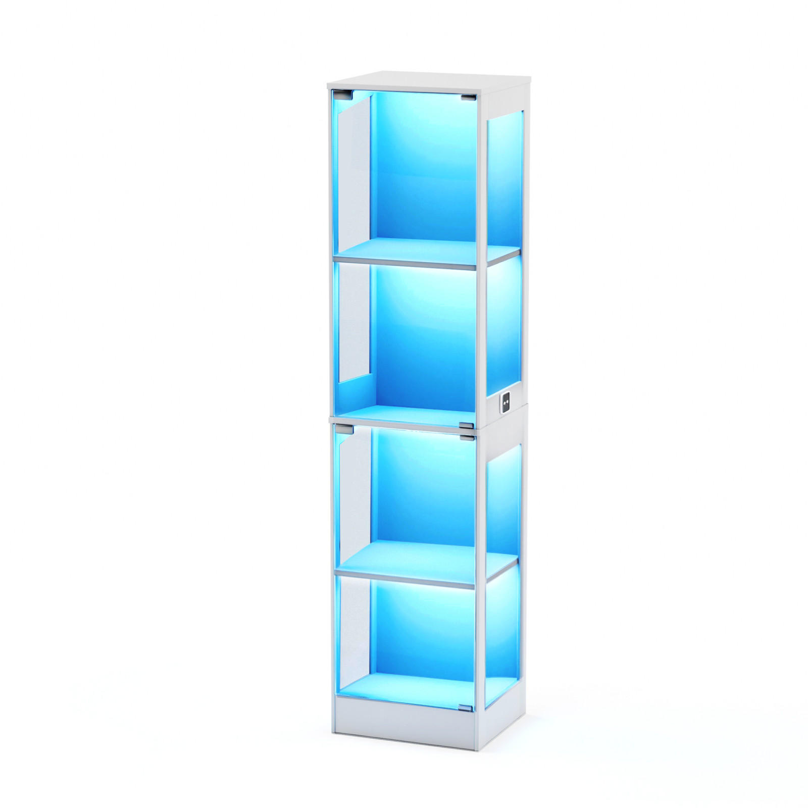 VITRINENSCHRANK 40/35/165 cm,Glasvitrine mit LED Beleuchtung und Ladestation Weiß - Weiß, Glas (40/165/30cm) - PARAFTA HOME