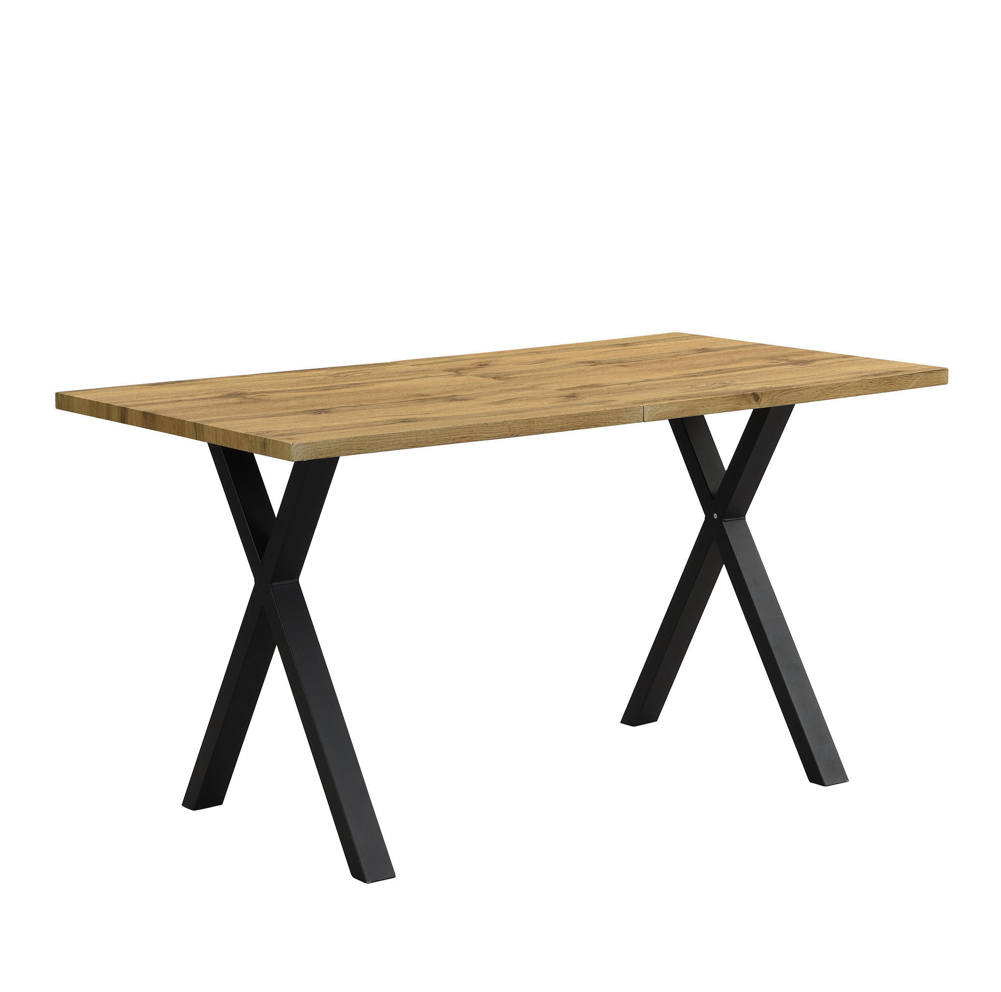 ESSTISCH 140/80/76 cm in Eichefarben mit Kreuzgestell und MDF-Tischplatte - Eichefarben, Holzwerkstoff (140/80/76cm) - Flora Grace