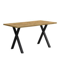 ESSTISCH 140/80/76 cm in Eichefarben mit Kreuzgestell und MDF-Tischplatte - Eichefarben, Holzwerkstoff (140/80/76cm) - Flora Grace