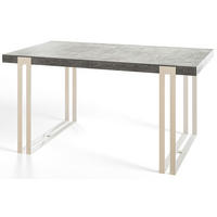 ESSZIMMERTISCH ROSA 200X90X77 cm, Farbe: Hellgrau, mit Metallbeinen in Farbe Weiß - Weiß/Grau, Holzwerkstoff (200/90/77cm) - Alpi-Möbel