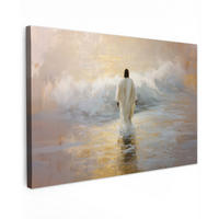 LEINWANDBILD Gemälde - Welle - Jesus - Abstrakt XXL 150x100 cm - Goldfarben, Textil (150/100cm) - MuchoWow