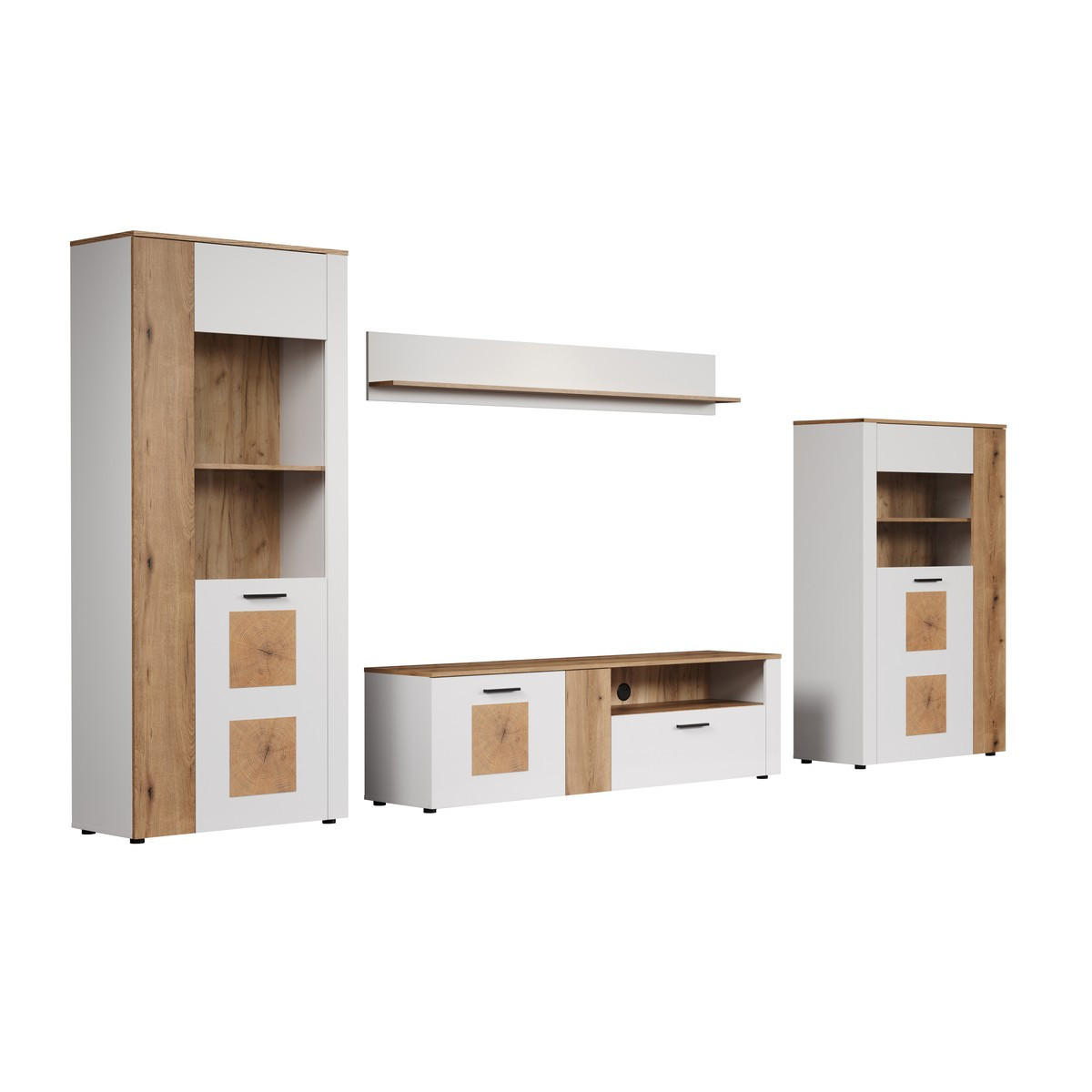 VITRINE mit 2 türen, davon 1 mit gehärtetem glas - vitoria 80/42/195 cm - Weiß, Holzwerkstoff (80/195/42cm) - Trendteam