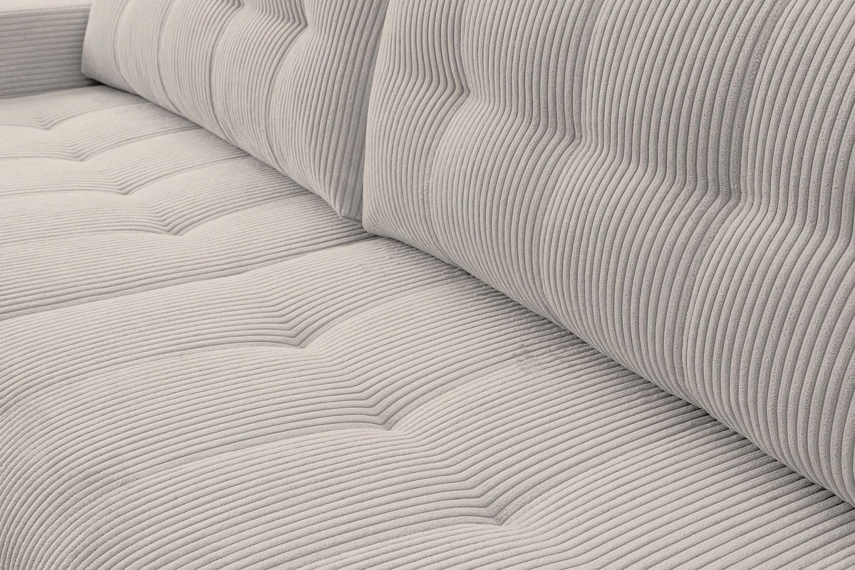 ECKSOFA Maillo Hellbeige Cord - Ecru/Schwarz, Kunststoff/Textil (245/143cm) - Selsey