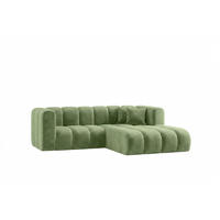 ECKSOFA Modulares In L-Form, Velvet-Stoff Riviera, Olive, Rechts, GRAND - Olivgrün, Holz (227/179cm) - Kaiser Möbel