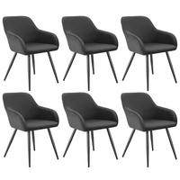 ESSZIMMERSTUHL 6er Set Marilyn 58 x 62 x 82 cm anthrazit/schwarz - Anthrazit/Schwarz, Kunststoff (62/82/58cm) - tectake