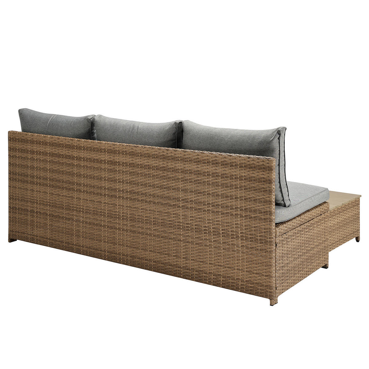 LOUNGESET 3-teilig - Polyrattan / Webstoff - Braun / Grau - Braun/Grau, Naturmaterialien/Textil - home24