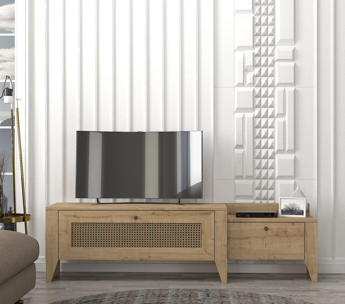 TV-LOWBOARD Madura Saphir Hazeran - Beige, Holzwerkstoff (180/50/35cm) - moebel17
