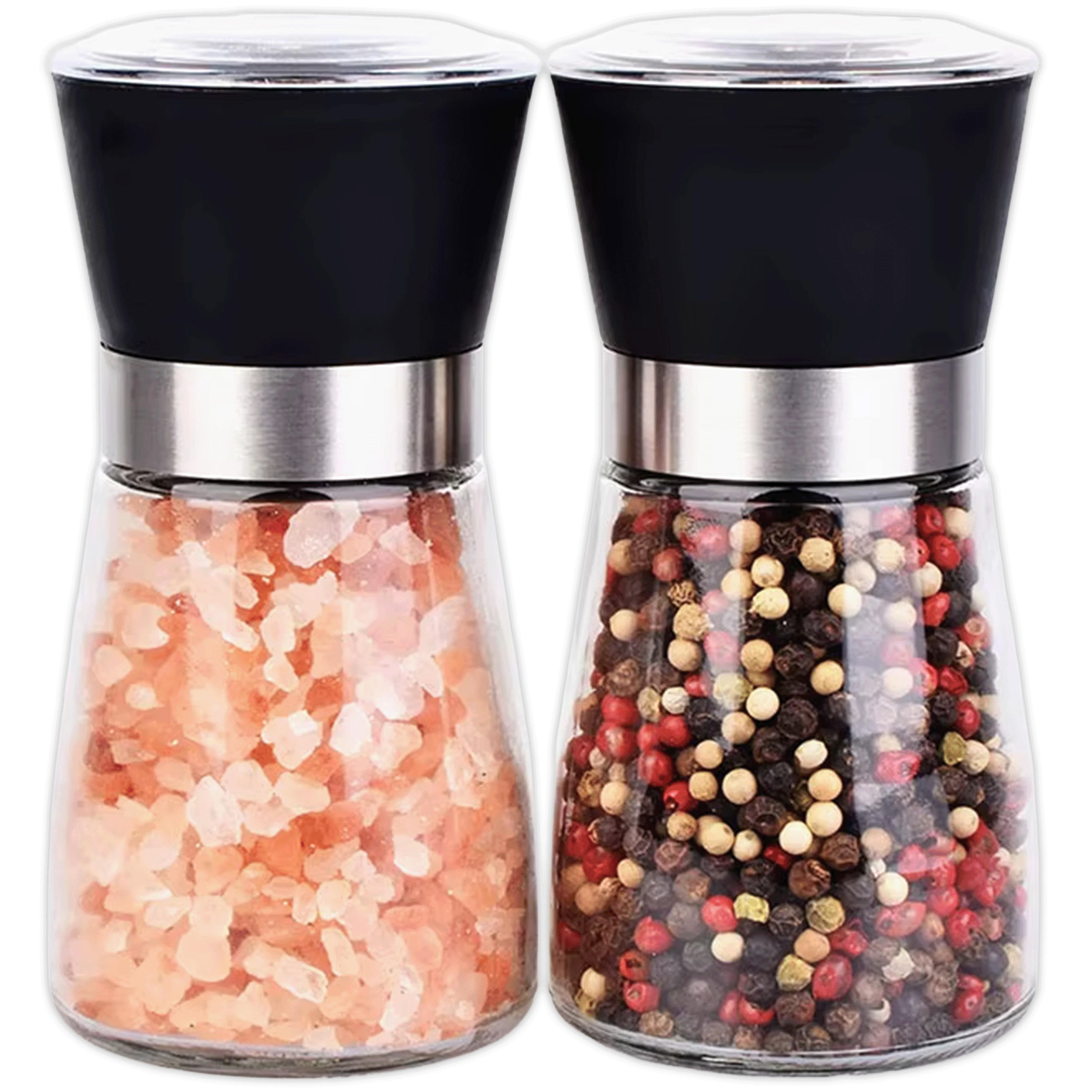 GEWÜRZMÜHLE Salz & Pfeffer 2er-Set - Transparent, Glas (5/10/5cm) - KRUMAD