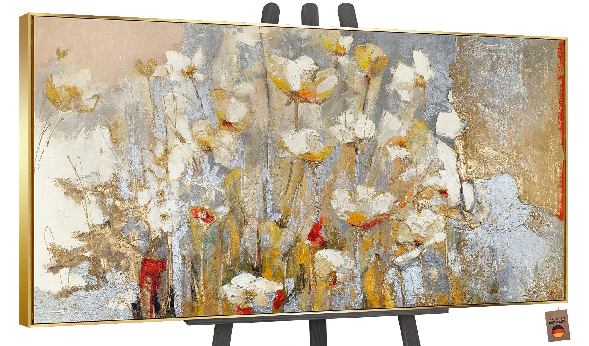 GEMÄLDE Frühlingsduft Schattenfugenrahmen Gold 200x100 cm - Goldfarben, Holz (200/100cm) - YS-art gallery