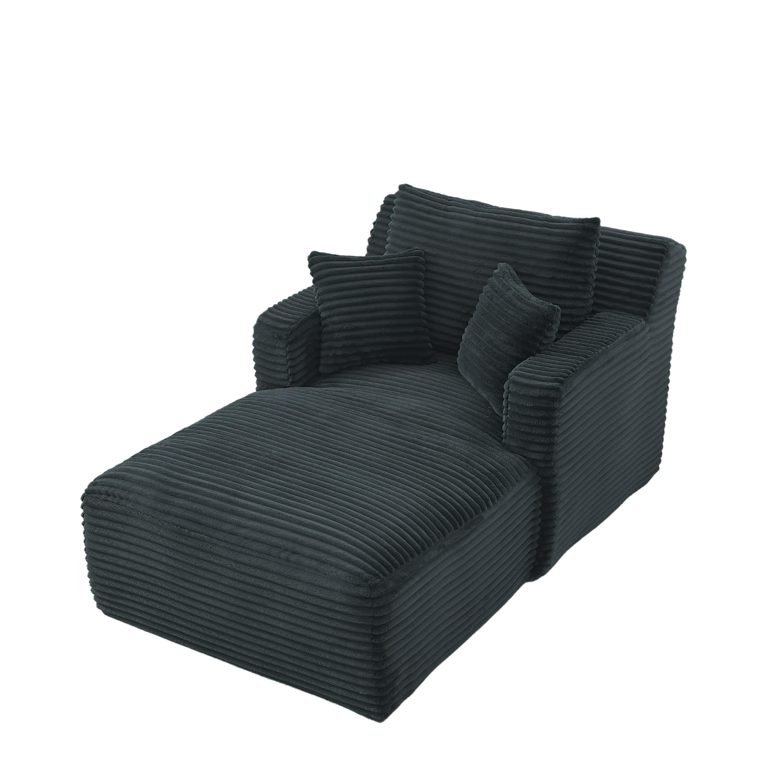 SCHLAFSESSEL DE-34906 Cord mit Schlaffunktion Dunkelgrau - Dunkelgrau, Textil (100/82/166cm) - ComfortXL