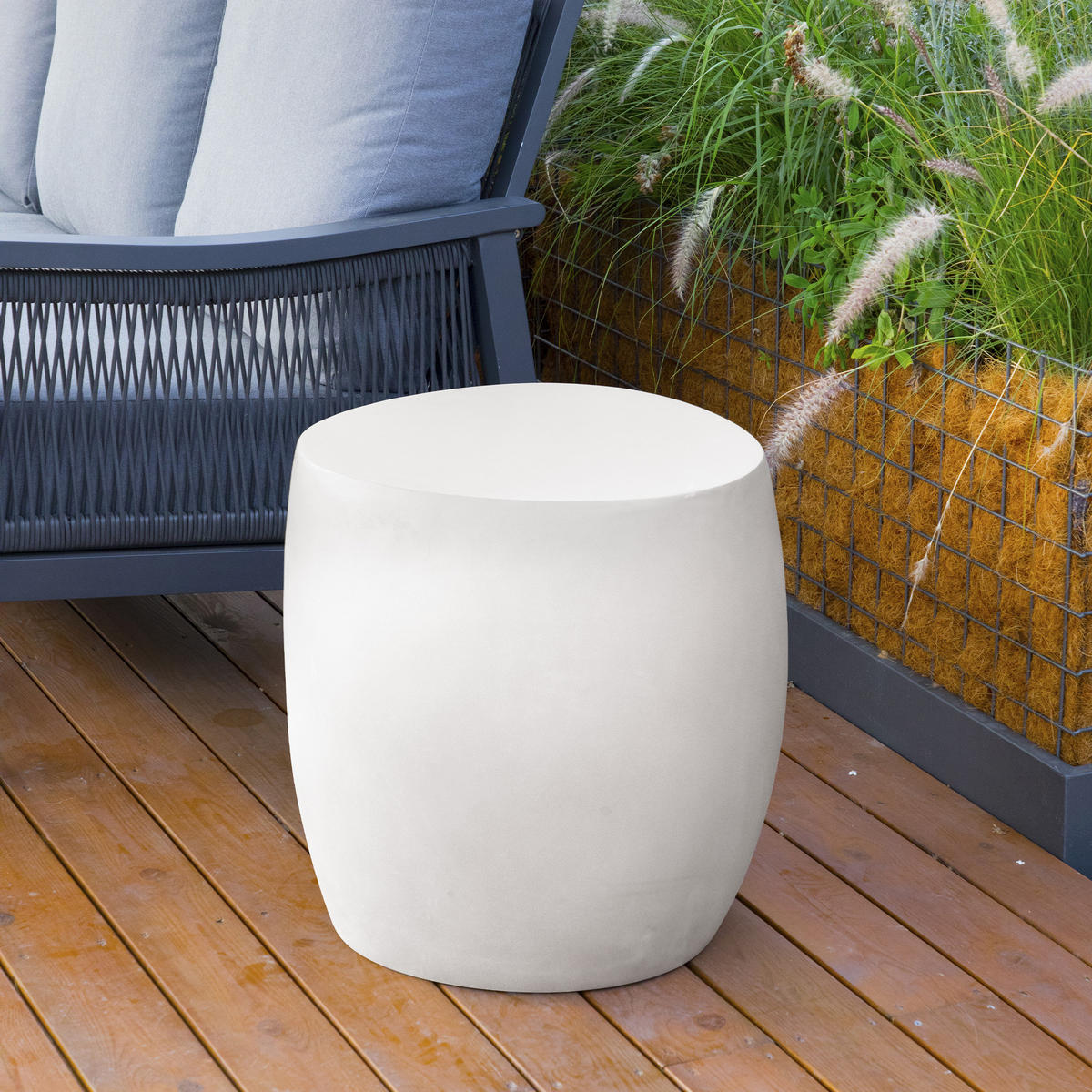 BEISTELLTISCH IKARIA Betonoptik 48 x 48 x 50 cm - Creme, Naturmaterialien (48/48/51cm) - Elementi