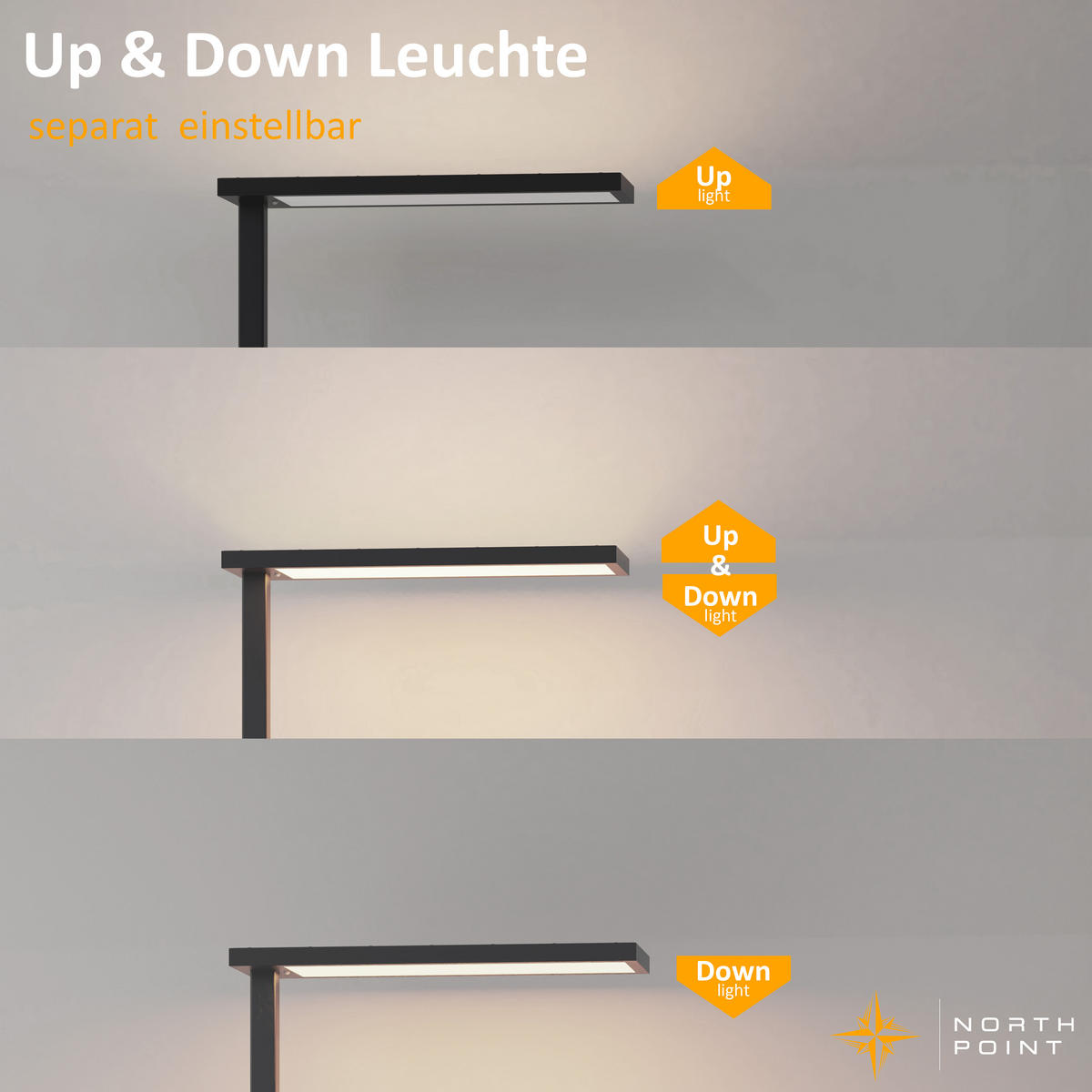 LED-STEHLEUCHTE Schwarz 195 x 80 x 24 cm Metall - Schwarz, Metall (80/30/195cm) - Northpoint